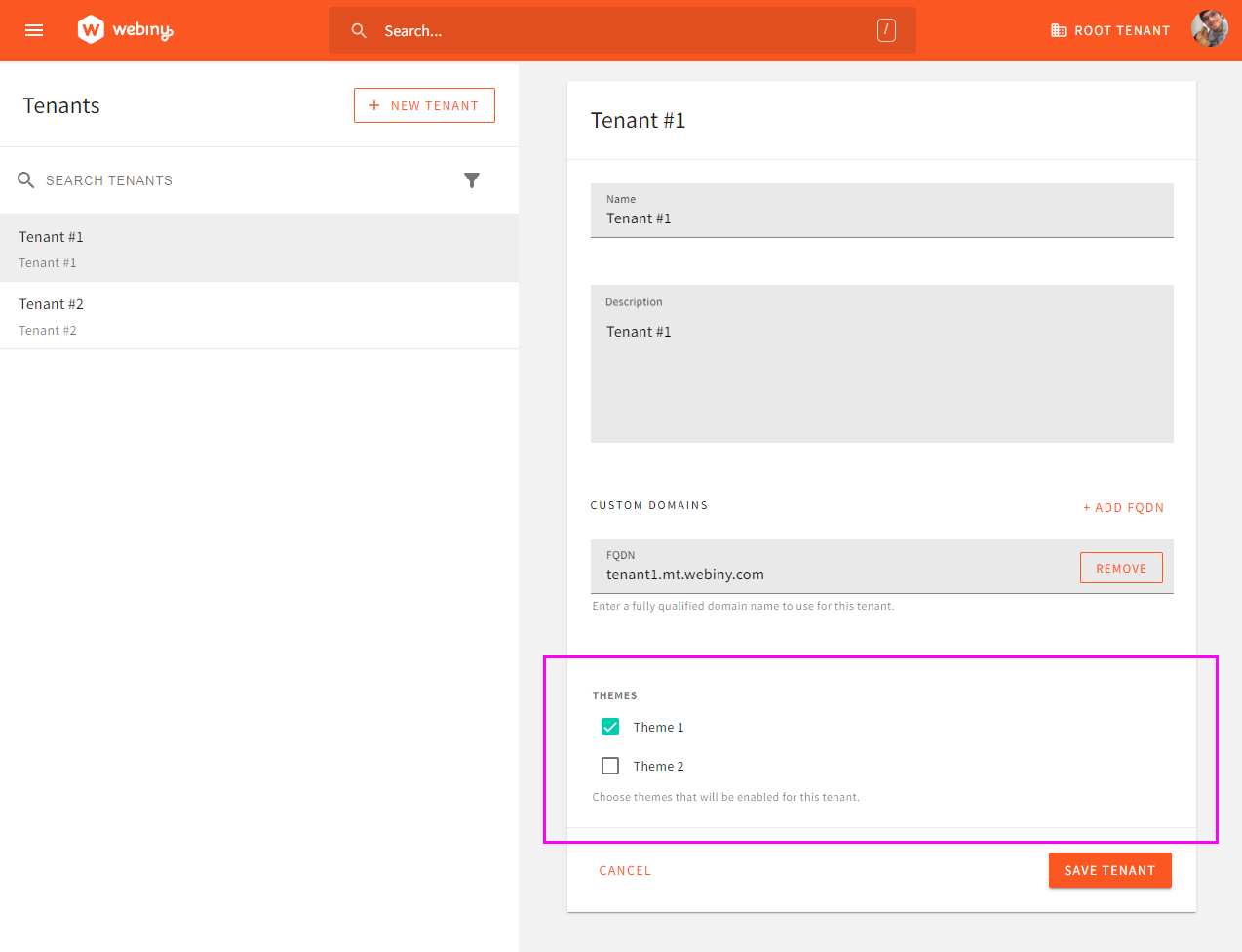 Assign Themes to Tenants